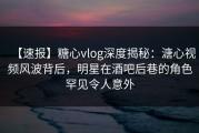 【速报】糖心vlog深度揭秘：溏心视频风波背后，明星在酒吧后巷的角色罕见令人意外