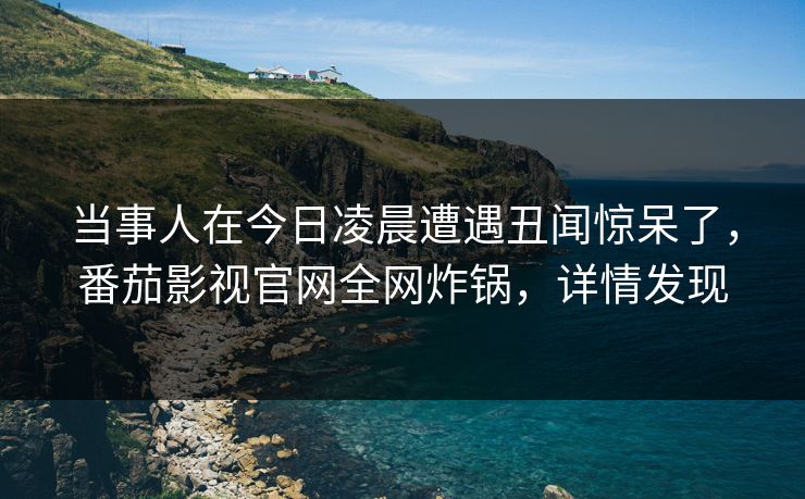 当事人在今日凌晨遭遇丑闻惊呆了，番茄影视官网全网炸锅，详情发现