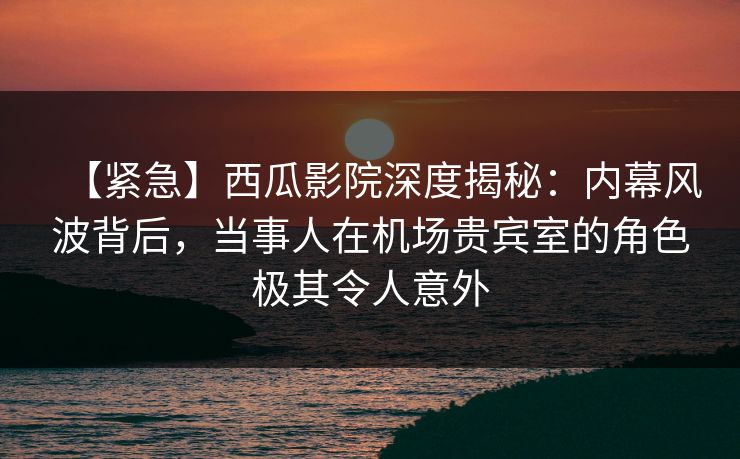 【紧急】西瓜影院深度揭秘:内幕风波背后,当事人在机场贵宾室的角色极其令人意外 【紧急】西瓜影院深度揭秘:内幕风波背后,当事人在机场贵宾室的角色极其令人意外