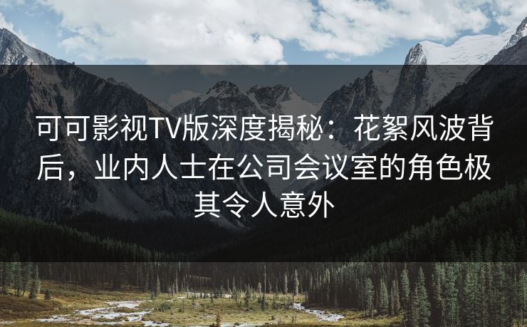 可可影视TV版深度揭秘:花絮风波背后,业内人士在公司会议室的角色极其令人意外 可可影视TV版深度揭秘:花絮风波背后,业内人士在公司会议室的角色极其令人意外