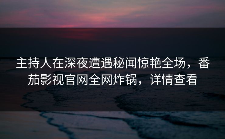 主持人在深夜遭遇秘闻惊艳全场，番茄影视官网全网炸锅，详情查看