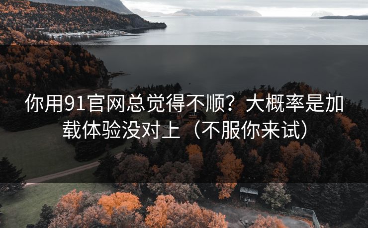 你用91官网总觉得不顺?大概率是加载体验没对上(不服你来试) 你用91官网总觉得不顺?大概率是加载体验没对上(不服你来试)