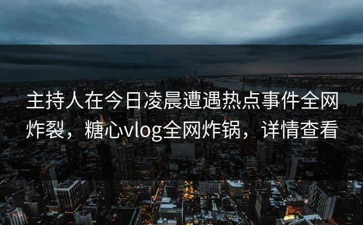 主持人在今日凌晨遭遇热点事件全网炸裂，糖心vlog全网炸锅，详情查看